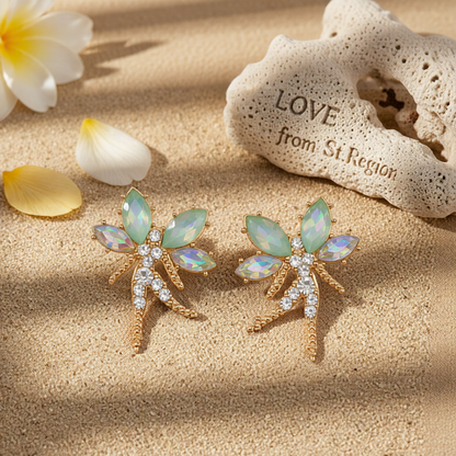 Green Crystal & Cubic Zirconia Fairy Stud Earrings