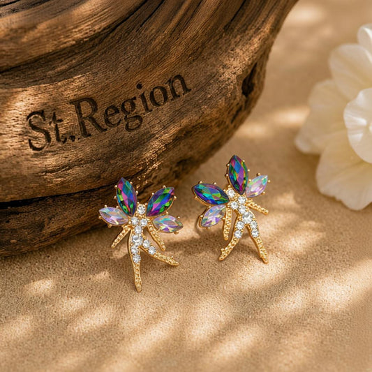 Purple Crystal & Cubic Zirconia Fairy Stud Earrings
