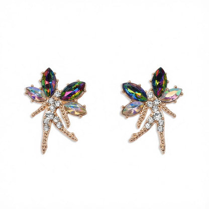 Purple Crystal and Cubic Zirconia Fairy Stud Earrings, cubic zirconia stud earrings for women, side view