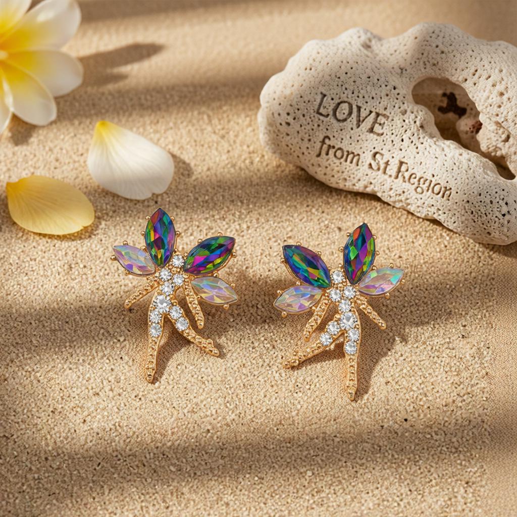 Purple Crystal and Cubic Zirconia Fairy Stud Earrings, cubic zirconia stud earrings for women, lifestyle look