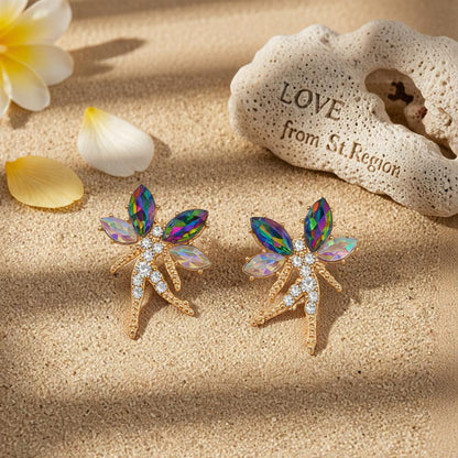 Purple Crystal and Cubic Zirconia Fairy Stud Earrings, cubic zirconia stud earrings for women, lifestyle look