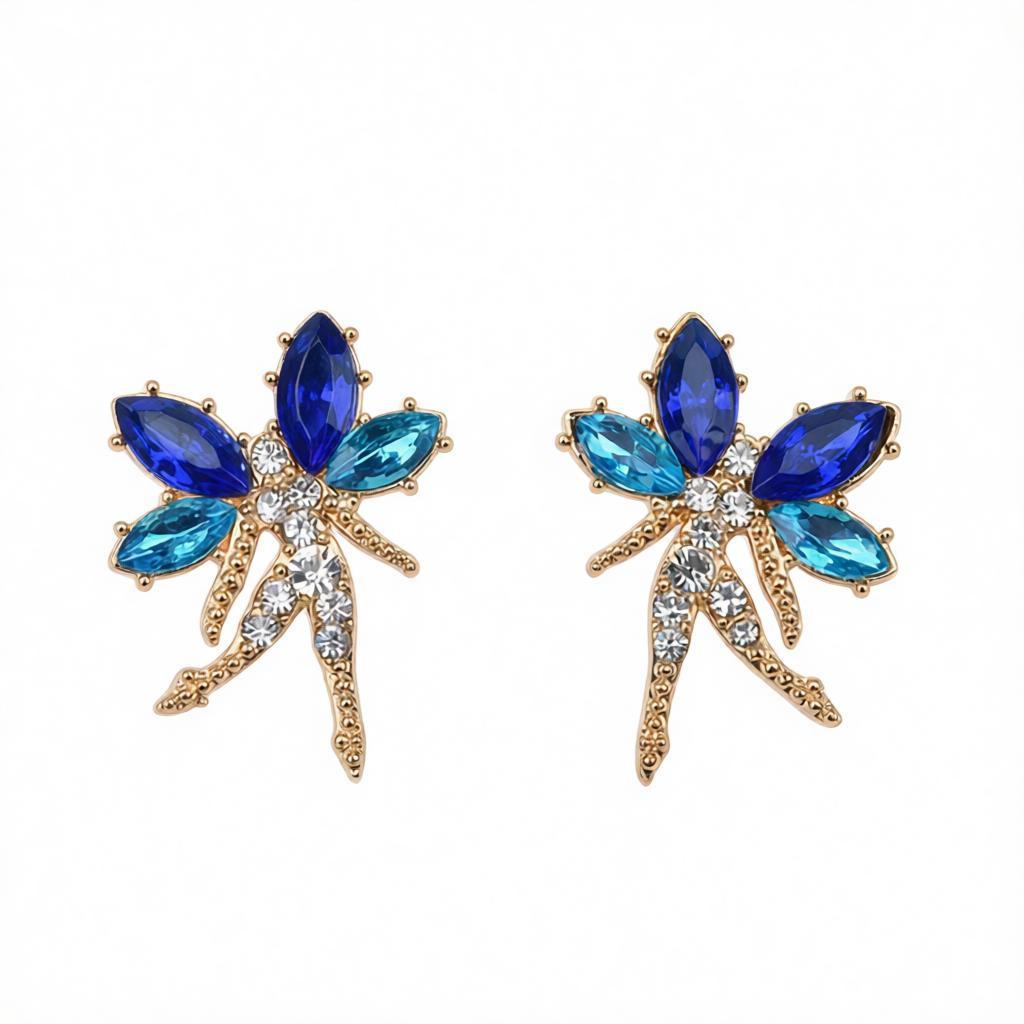 Navy Crystal and Cubic Zirconia Fairy Stud Earrings, cubic zirconia stud earrings for women, side view