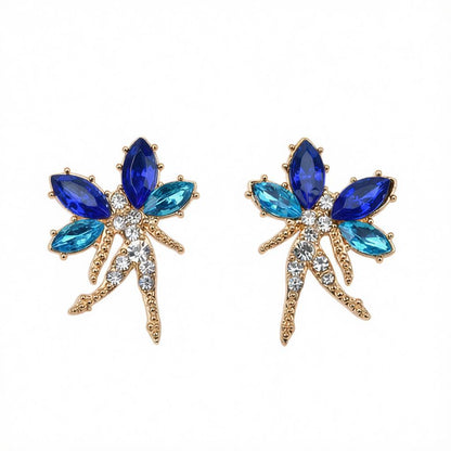 Navy Crystal and Cubic Zirconia Fairy Stud Earrings, cubic zirconia stud earrings for women, side view