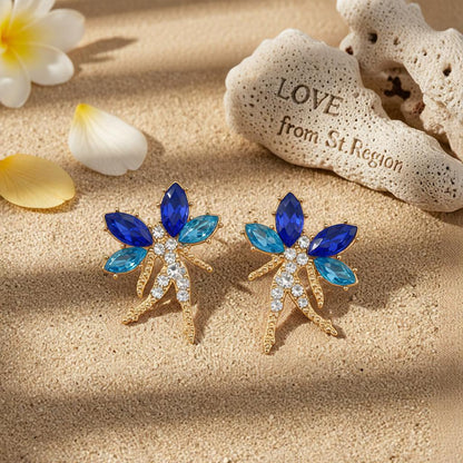Navy Crystal and Cubic Zirconia Fairy Stud Earrings, cubic zirconia stud earrings for women, lifestyle look