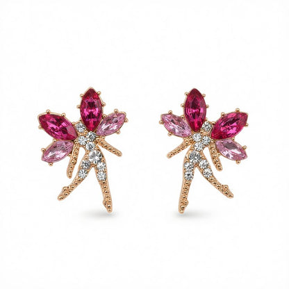 Rose Crystal and Cubic Zirconia Fairy Stud Earrings, cubic zirconia stud earrings for women, side view