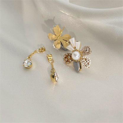Cubic Zirconia and Acrylic 18K Gold-Plated Flower Ear Jackets, gold drop earrings for women, lifestyle look