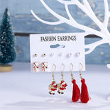 Pearl & Red Gift Box Santa Tassel Stud & Drop Earrings Set