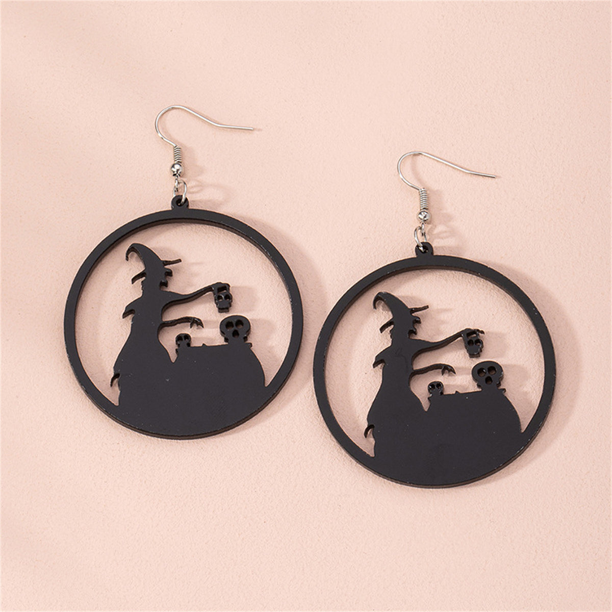 Black Acrylic Witch Silhouette Drop Earrings