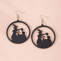 Black Acrylic Witch Silhouette Drop Earrings