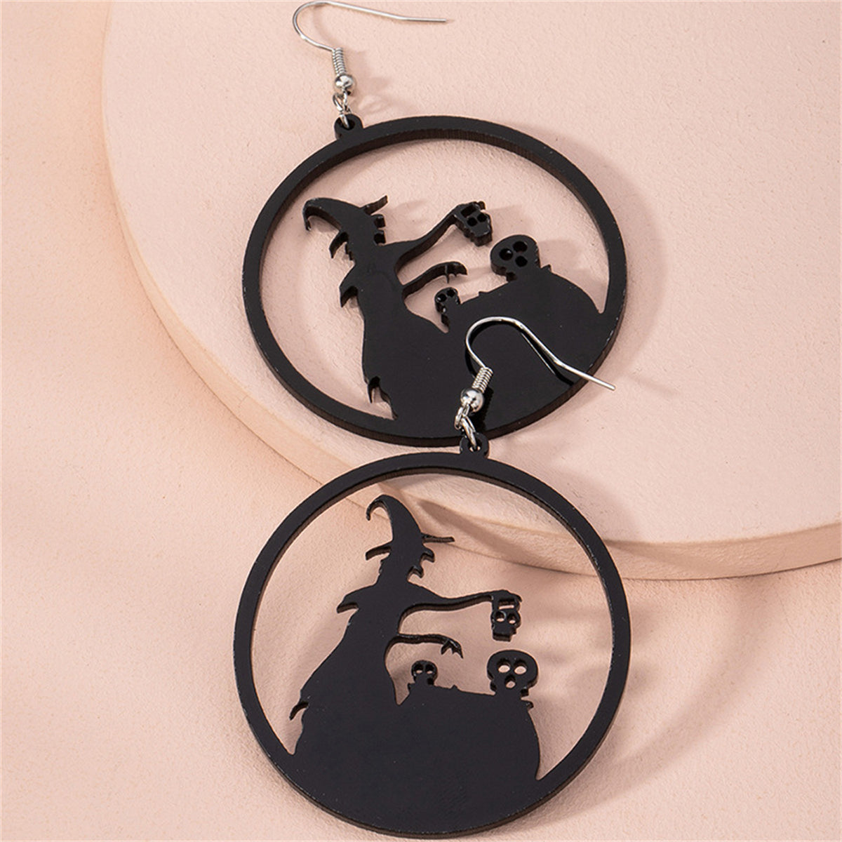 Black Acrylic Witch Silhouette Drop Earrings