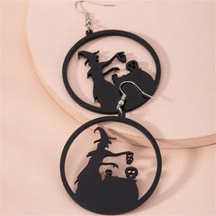 Black Acrylic Witch Silhouette Drop Earrings