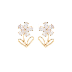 Crystal & 18K Gold-Plated Flower Stud Earrings