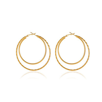 18K Gold-Plated Layered Hoop Earrings, everyday style, styled look
