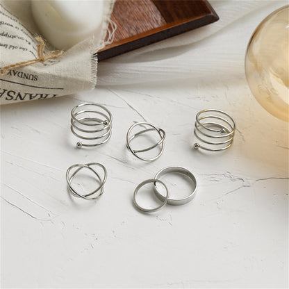 Silver-Plated Simplicity Stackable Ring Set, silver statement rings for women, elegant gift for her, detail close-up