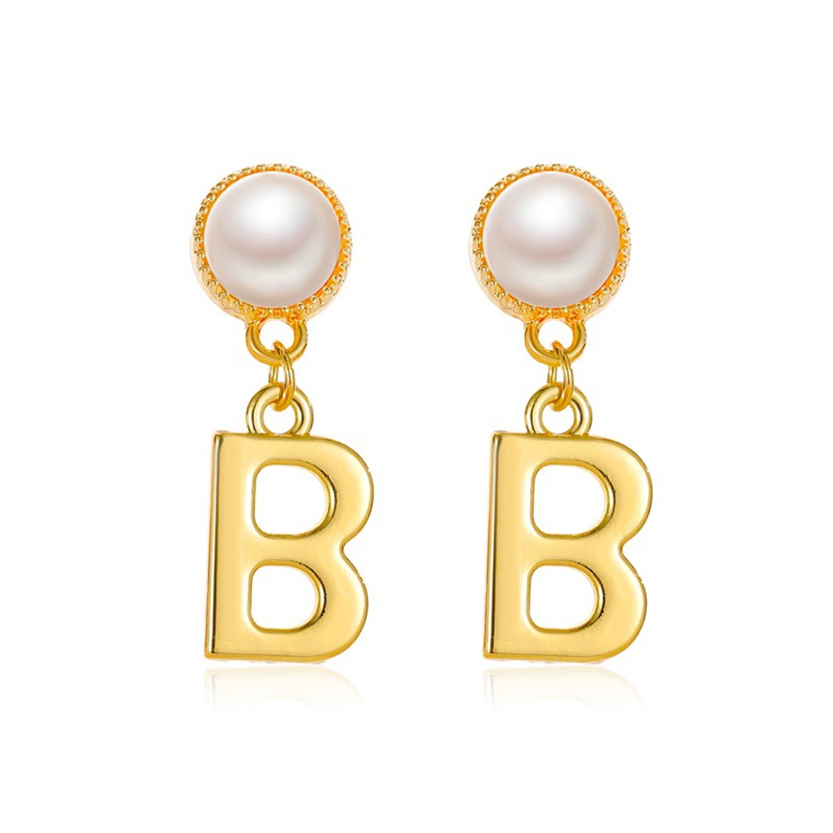 Pearl & 18K Gold-Plated 'B' Ear Jackets