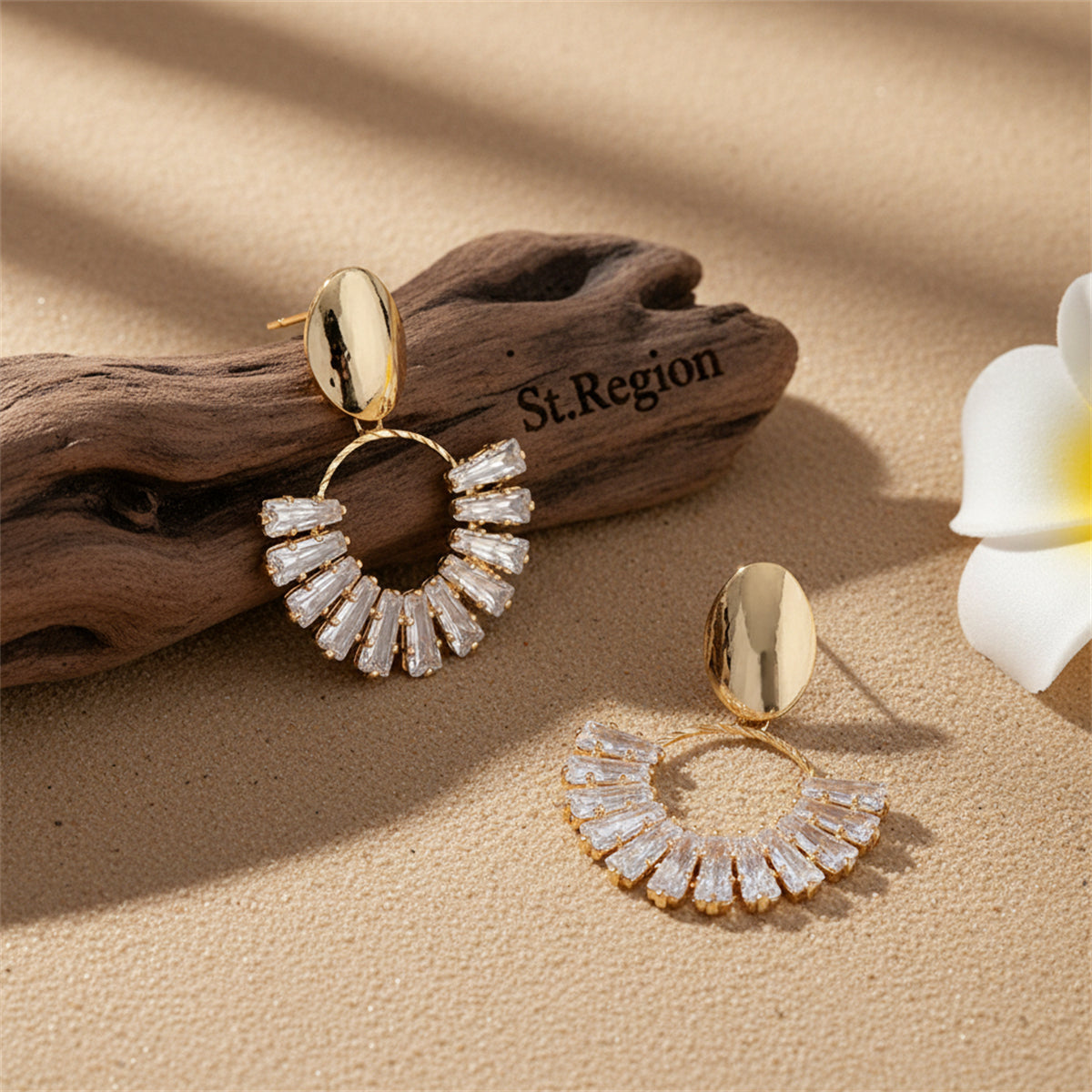 18K Gold-Plated & Crystal Circle Drop Earrings - Street Region