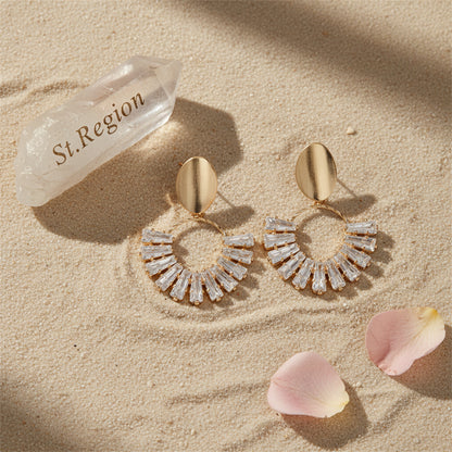 18K Gold-Plated & Crystal Circle Drop Earrings - Street Region