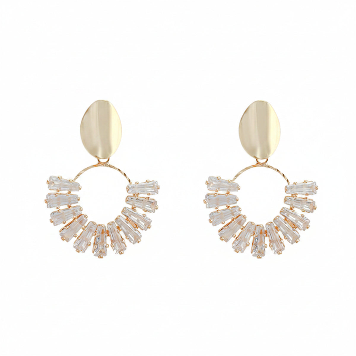 18K Gold-Plated & Crystal Circle Drop Earrings - Street Region
