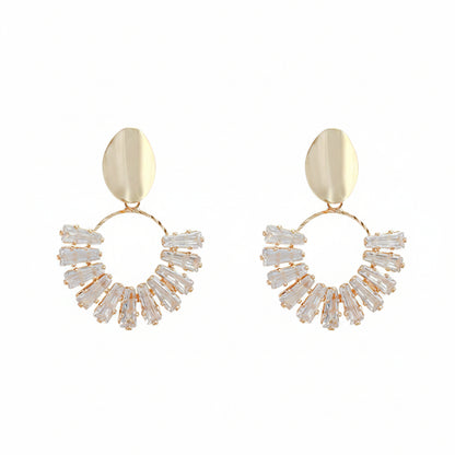 18K Gold-Plated & Crystal Circle Drop Earrings - Street Region