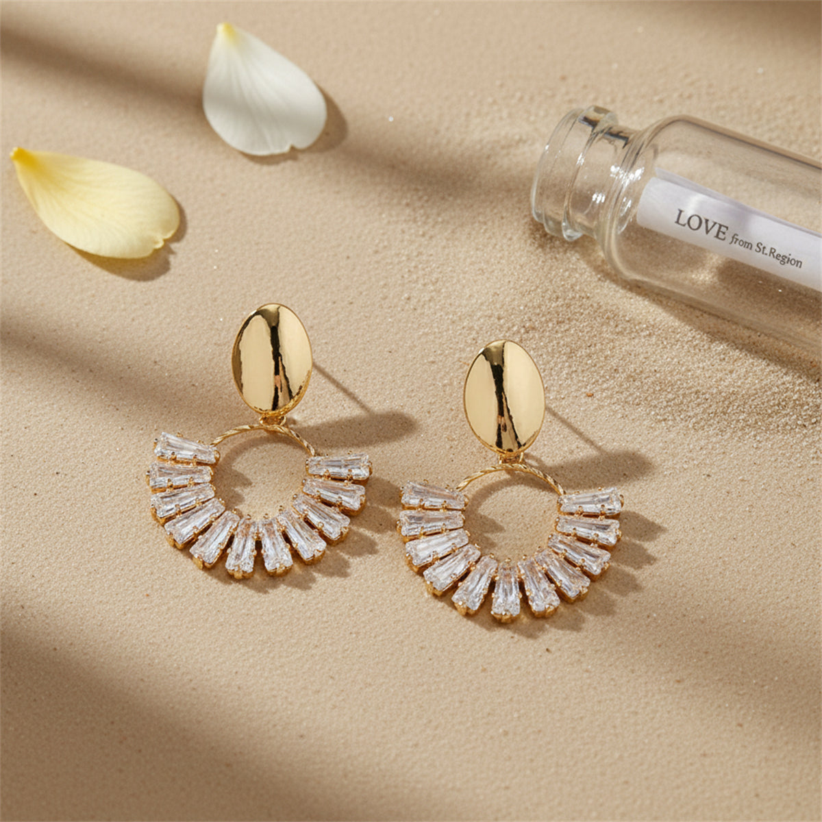 18K Gold-Plated & Crystal Circle Drop Earrings - Street Region
