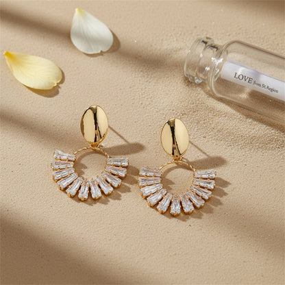 18K Gold-Plated & Crystal Circle Drop Earrings - Street Region