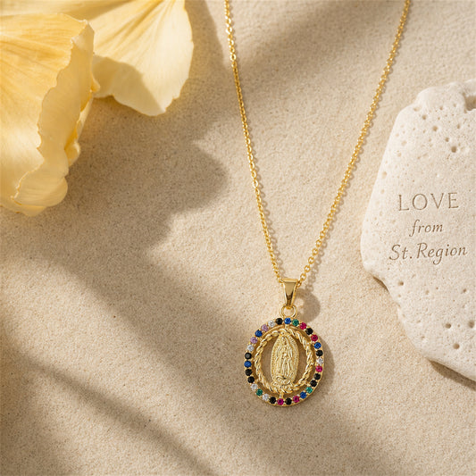 Green Multicolor Cubic Zirconia & 18K Gold-Plated Marry Pendant Necklace