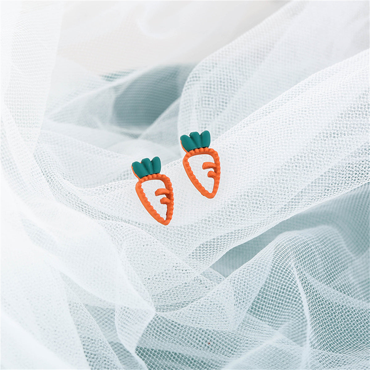 Orange Enamel and 18K Gold-Plated Carrot Stud Earrings, gold stud earrings for women, botanical inspired, lifestyle look