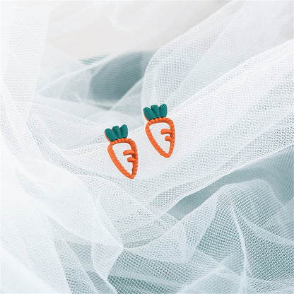 Orange Enamel and 18K Gold-Plated Carrot Stud Earrings, gold stud earrings for women, botanical inspired, lifestyle look