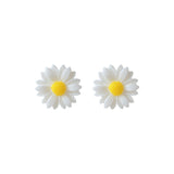 White Mum Flower Stud Earrings