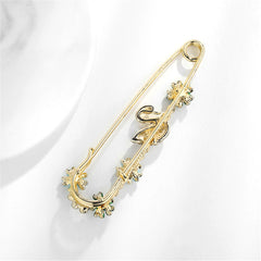 Cubic Zirconia & 18K Gold-Plated Floral Goose Pin Brooch