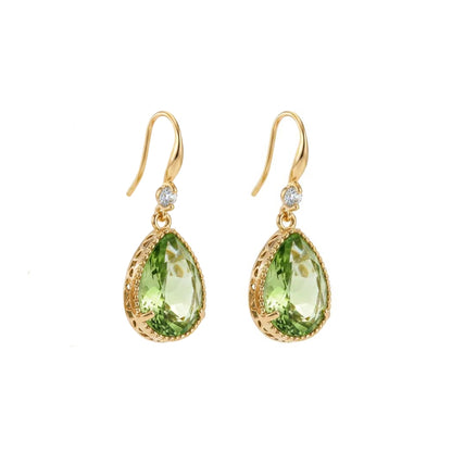 Green Crystal & Cubic Zirconia Goldtone Teardrop Hook Earrings - Street Region