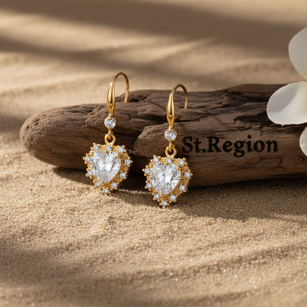 White Crystal & Cubic Zirconia Goldtone Heart Hook Earrings - Street Region