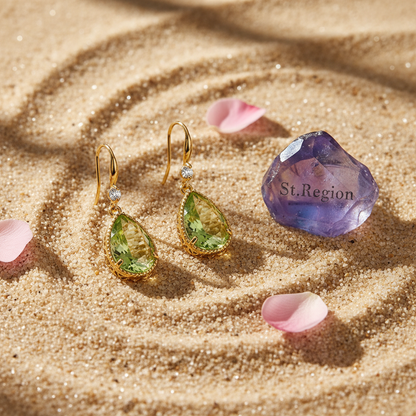 Green Crystal & Cubic Zirconia Goldtone Teardrop Hook Earrings - Street Region