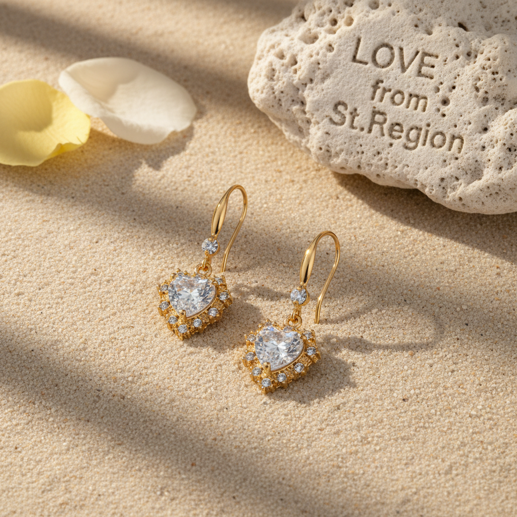 White Crystal & Cubic Zirconia Goldtone Heart Hook Earrings - Street Region