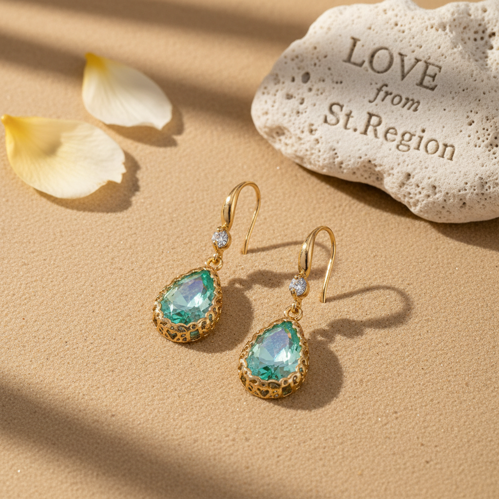 Green Crystal & Cubic Zirconia Goldtone Teardrop Hook Earrings - Street Region