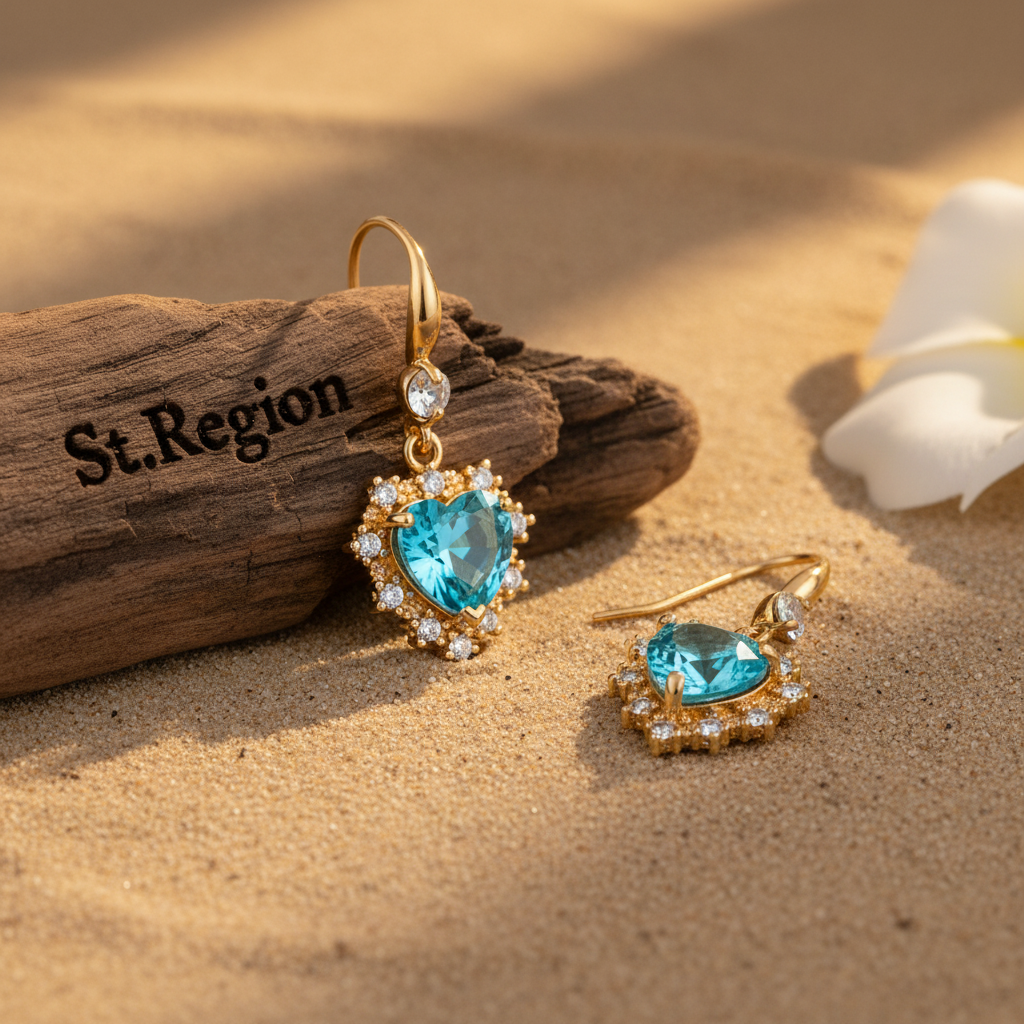 Blue Crystal & Cubic Zirconia Goldtone Heart Hook Earrings - Street Region