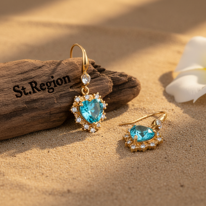 Blue Crystal & Cubic Zirconia Goldtone Heart Hook Earrings - Street Region