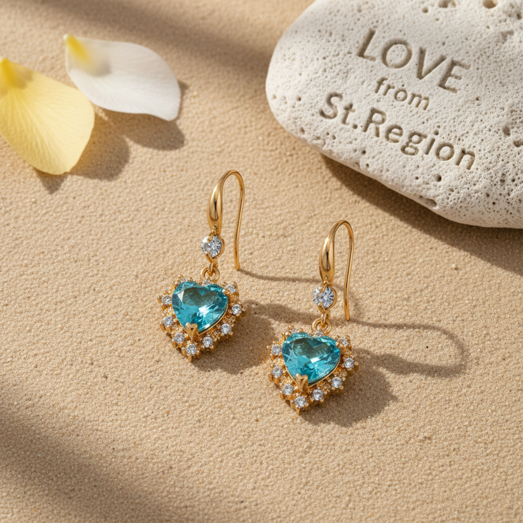 Blue Crystal & Cubic Zirconia Goldtone Heart Hook Earrings - Street Region