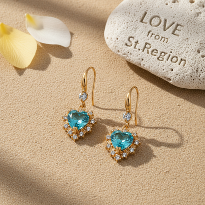 Blue Crystal & Cubic Zirconia Goldtone Heart Hook Earrings - Street Region