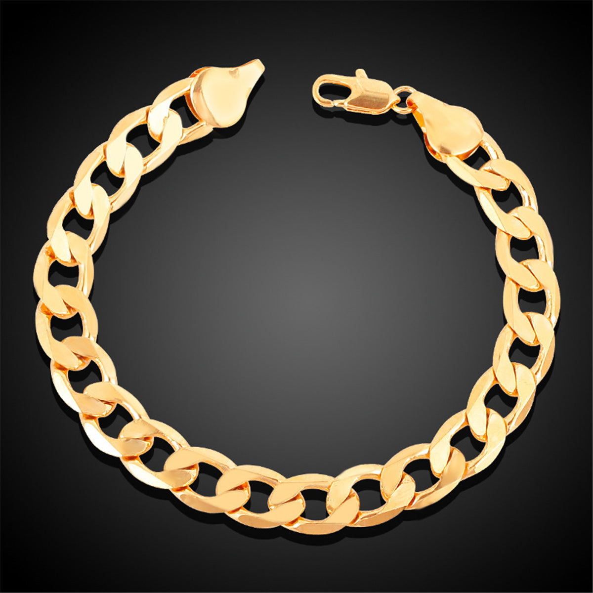 18K Gold-Plated Chunky Curb Chain Bracelet, gold bracelet for women, elegant gift for her, side view