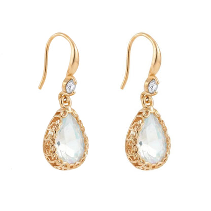 White Crystal & Cubic Zirconia Goldtone Teardrop Hook Earrings - Street Region