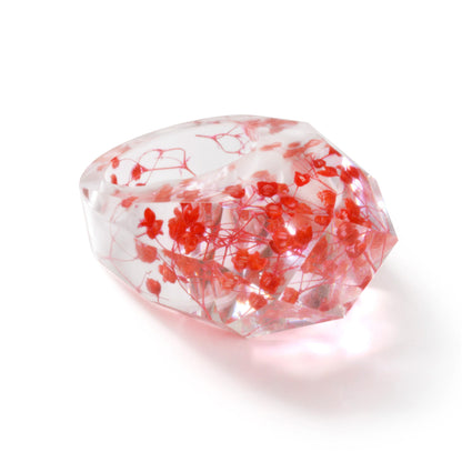 Dark Pink Dried Flower Ring, statement rings for women, botanical inspired, side view