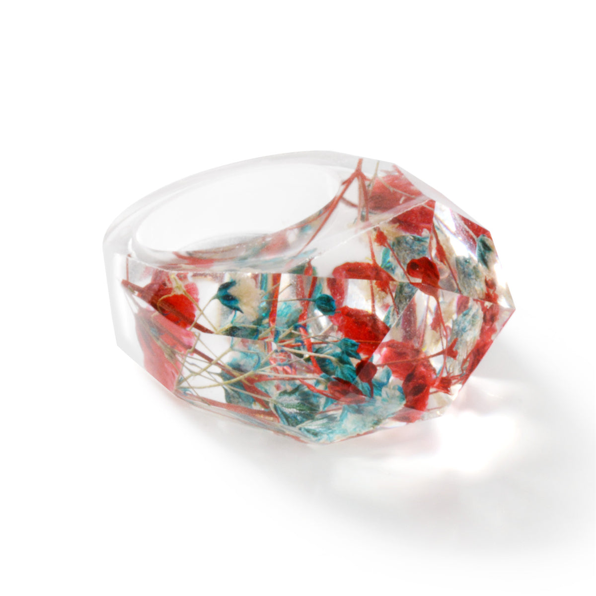 Red & Blue Dried Flower Ring