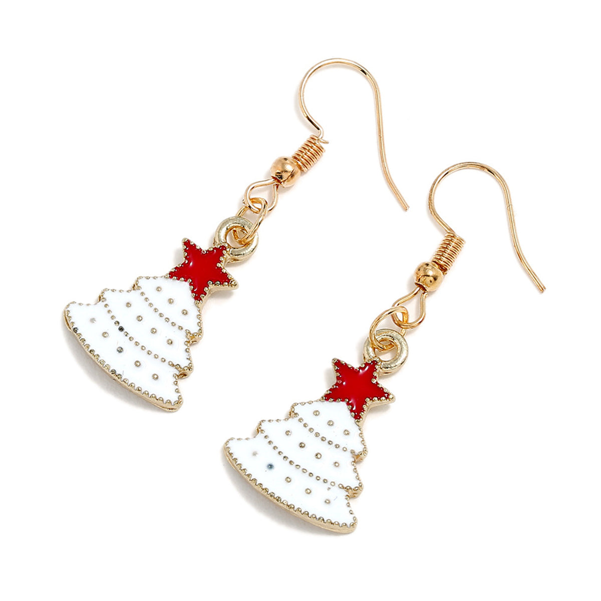 White & 18K Gold-Plated Christmas Tree & Star Drop Earrings