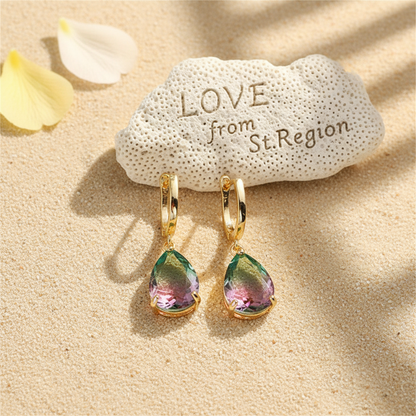 Green & Red Crystal Teardrop Earrings - Street Region