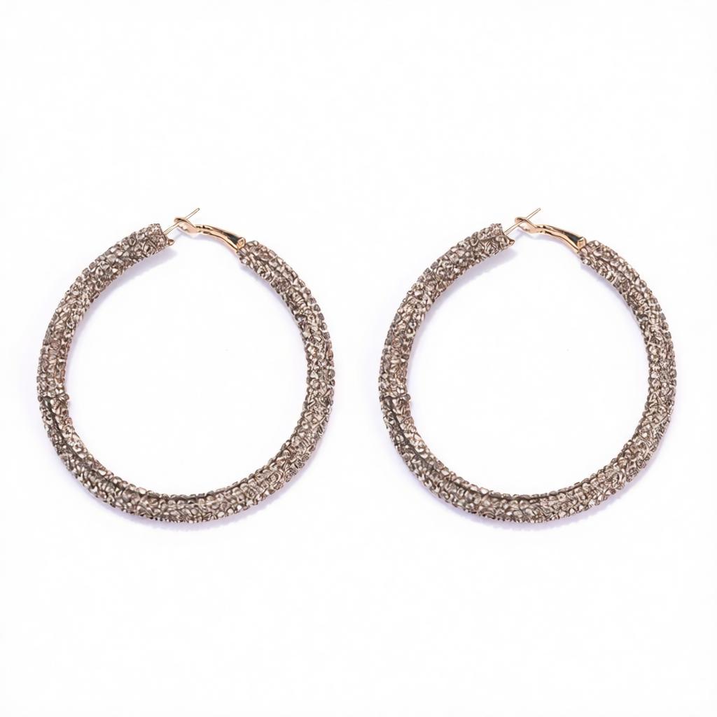 Champagne Cubic Zirconia and 18K Gold-Plated Hoop Earrings, gold hoop earrings for women, dainty minimalist design, side view