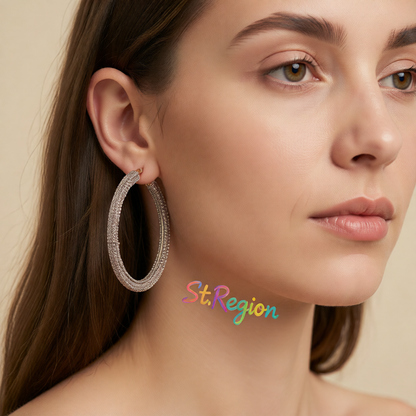Champagne Cubic Zirconia & 18K Gold-Plated Hoop Earrings