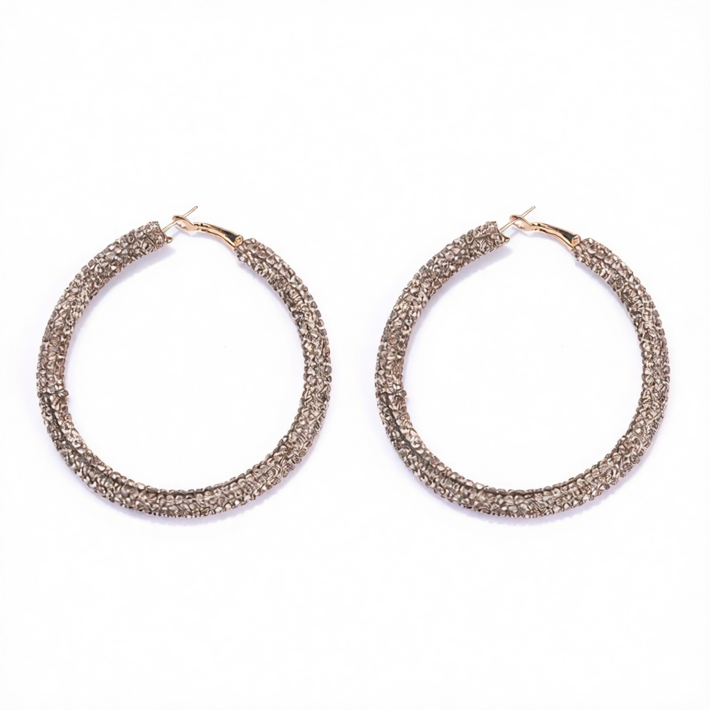 Champagne Cubic Zirconia & 18K Gold-Plated Hoop Earrings