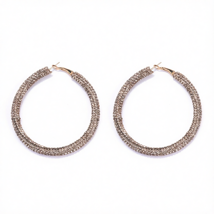 Champagne Cubic Zirconia & 18K Gold-Plated Hoop Earrings