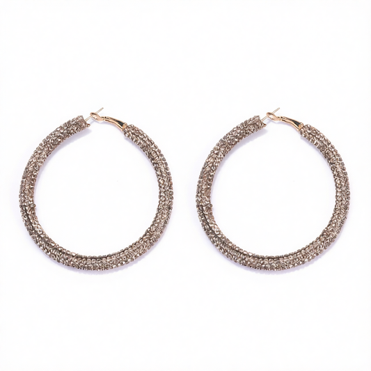 Champagne Cubic Zirconia & 18K Gold-Plated Hoop Earrings